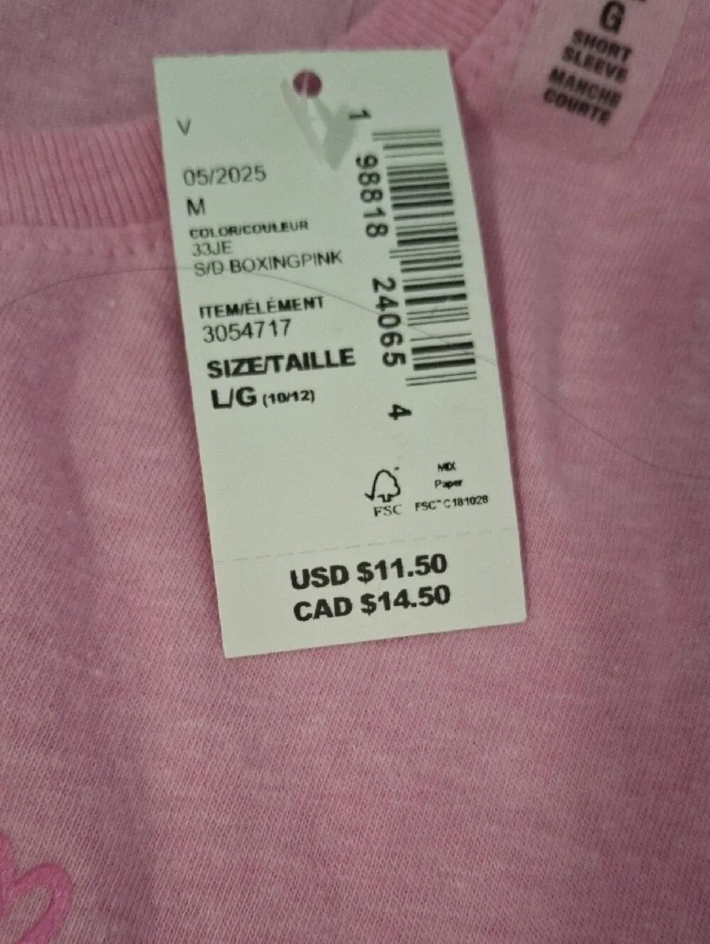 The Children's Place Pink Cat Tee with Yellow Bow Size Large 10/12